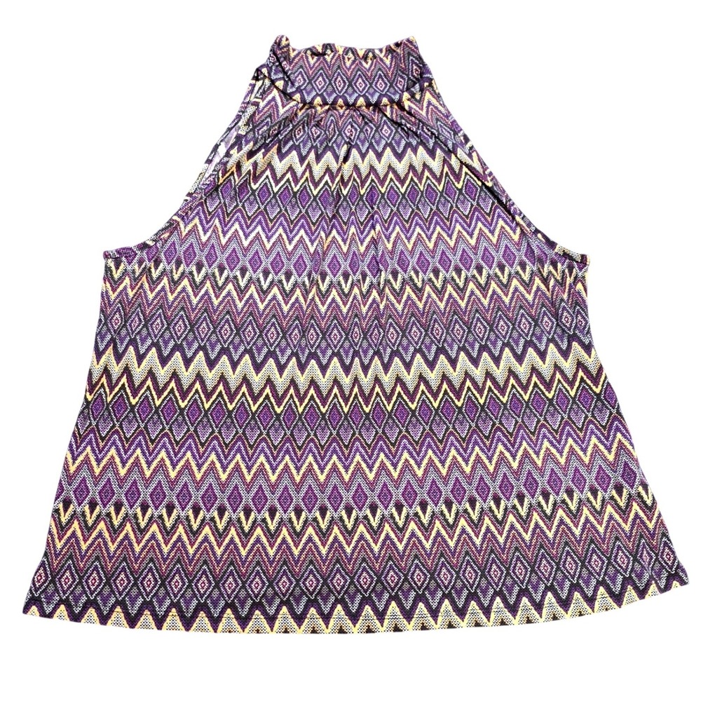 Womens High Neck Halter Blouse Top Women's Size 18/20W Purple Geometric Chevron‎